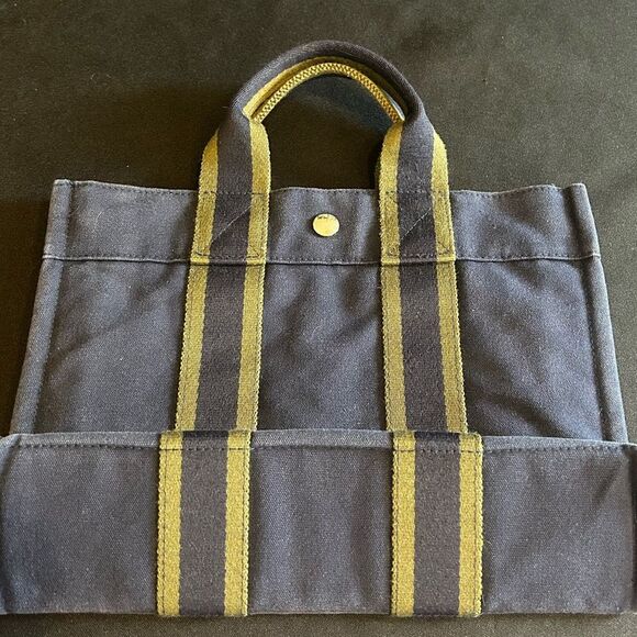 Hermes Dark Blue and Dark Green Tote Bag Good Condition - Picture 8 of 10
